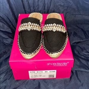 Shoedazzle Daphney Black Jeweled Flats